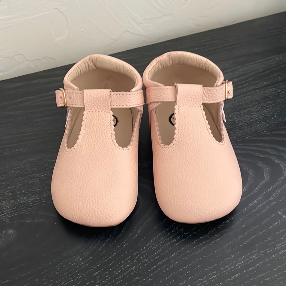 Little Love Bug Pink Leather T-Bar Shoes